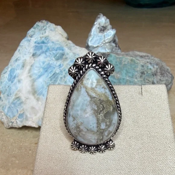 Beautiful Larimar Adjustable Ring - Picture 1 of 6